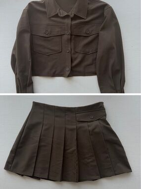 Primark Olive Green High-Waist Skirt Set